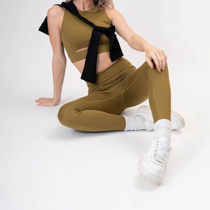 Hot Selling Custom Logo Racer Sport Bra Top Fitness Yoga Sets - Image 3