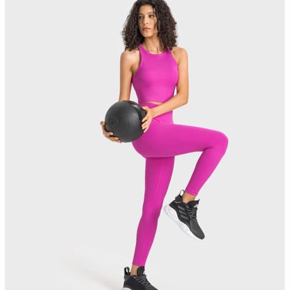 Long Sleeve Yoga Set High Waist Leggings - Image 3