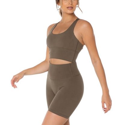 Custom Womens Fitness Yoga Pants Sets Short Set - Image 5