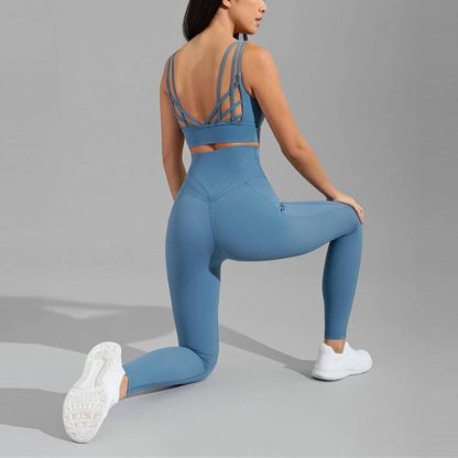 Custom Yoga Set Slimming Fitness Leggings And Top Set - Image 2