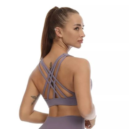 Custom Made Sports Bra Wholesale Cross Open Back High Impact Sports Bra - Image 3