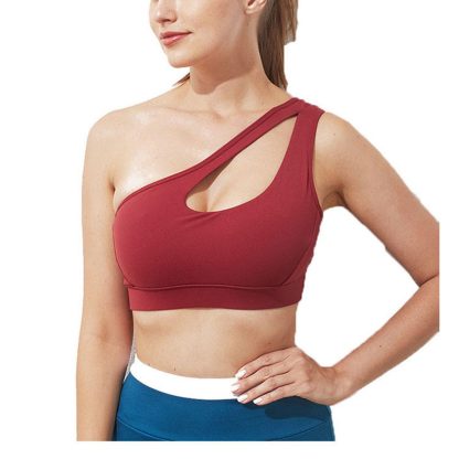 Custom Yoga Bra One Shoulder Women Sports Bras - Image 2