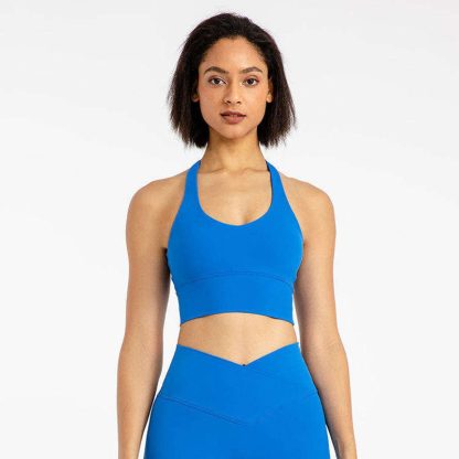 Womens Sports Bra Custom Fashionable Hang Neck Backless Yoga Bra - Image 3