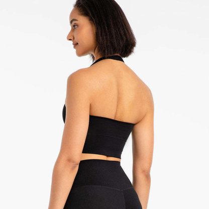 Womens Sports Bra Custom Fashionable Hang Neck Backless Yoga Bra - Image 4
