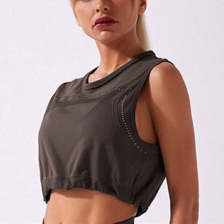 Workout Women Tank Top Elastic Bottom Sleeveless Vest T-shirt