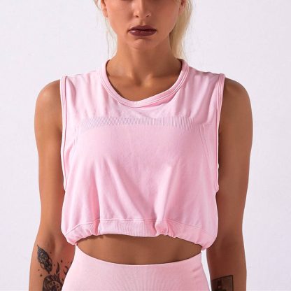 Workout Women Tank Top Elastic Bottom Sleeveless Vest T-shirt - Image 5