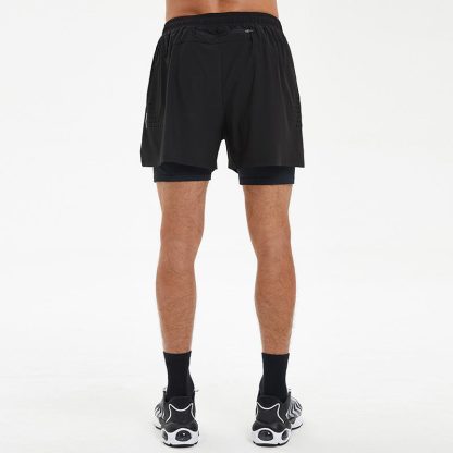 Mens Athletic Double Layer Sweat Active Wear Fitness Shorts - Image 2