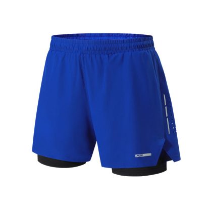 Mens Athletic Double Layer Sweat Active Wear Fitness Shorts - Image 5