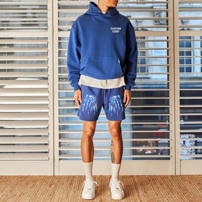 Custom 100% Cotton All Over Men Sweat 3d Screen Foam Puff Print Mesh Shorts - Image 2