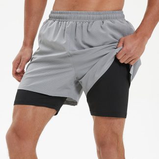 Custom Men Mesh Fabric Breathable 2 In 1 Track Running Shorts