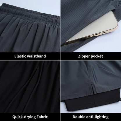 Custom Men Mesh Fabric Breathable 2 In 1 Track Running Shorts - Image 2