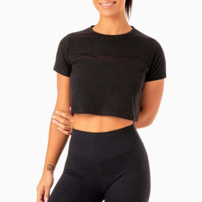 Plain Custom Logo Crop Top Sports T Shirts For Womens - Image 4
