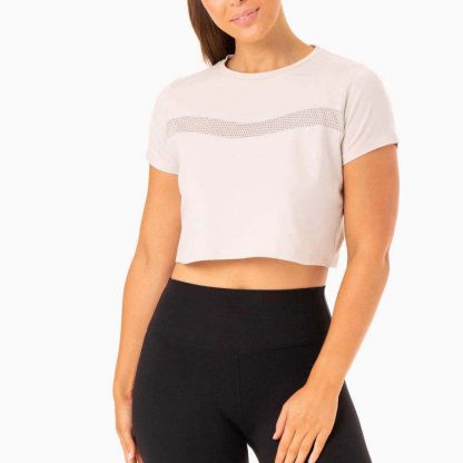 Plain Custom Logo Crop Top Sports T Shirts For Womens - Image 5